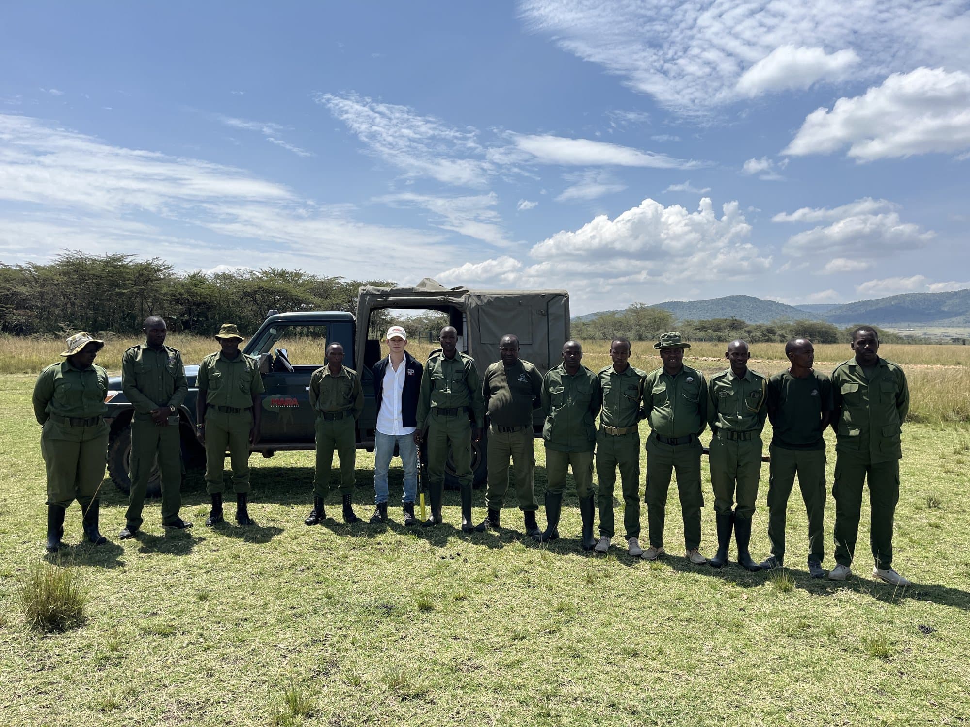 Will May with Mara Elephant Project rangers in the Masai Mara